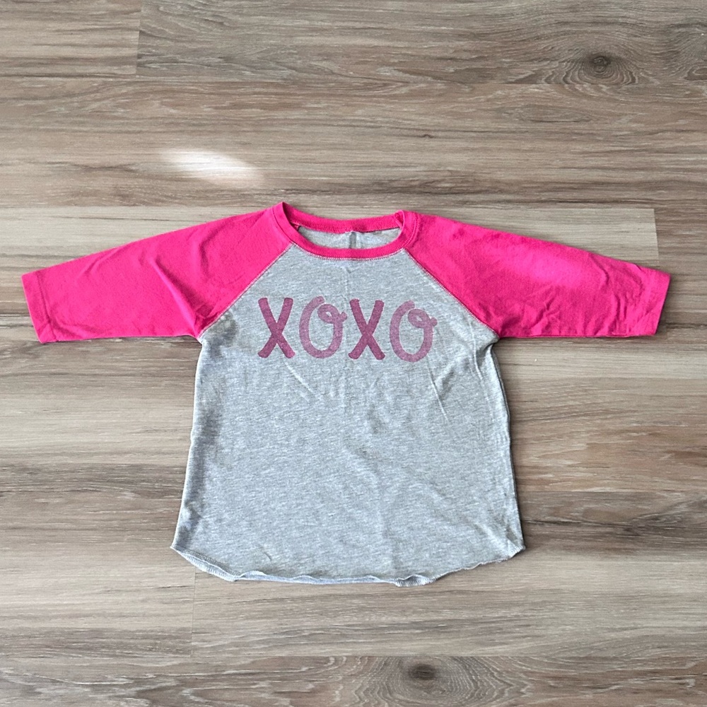 XOXO Kids Raglan Shirt - Pink and Gray